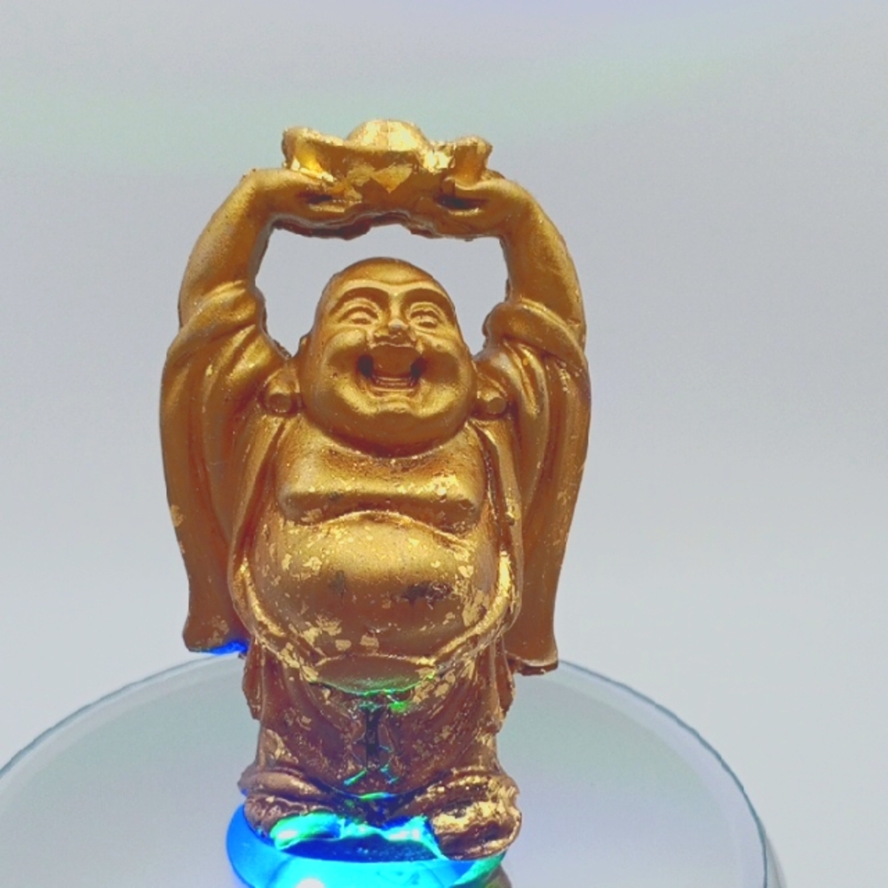 NEW Hand Made 💕 Gold Laughing Buddha Figurine